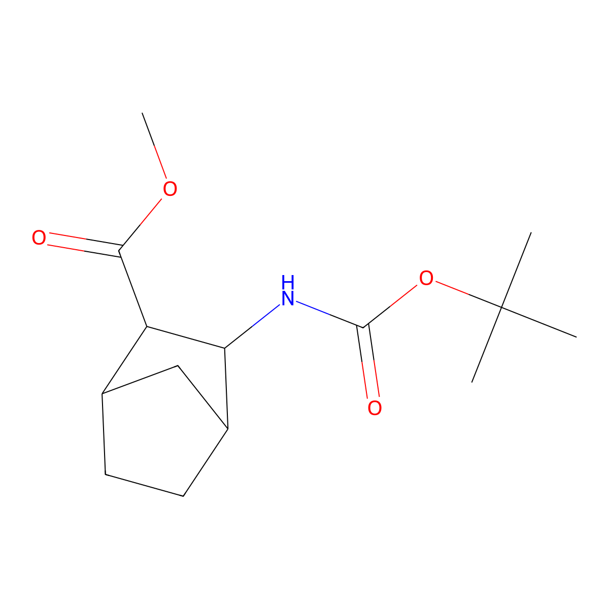 Rel-methyl (1S,2S,3R,4R)-3-((tert-butoxycarbonyl)amino)bicyclo[2.2.1]heptane-2-carboxylate molecular structure, CAS 2177267-27-3