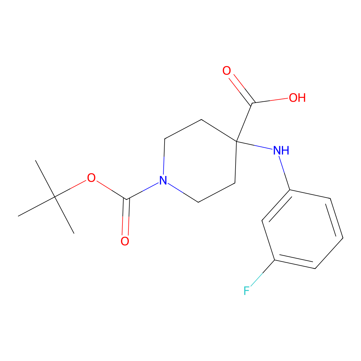 1-(tert-Butoxycarbonyl)-4-((3-fluorophenyl)amino)piperidine-4-carboxylic acid molecular structure, CAS 2177267-34-2