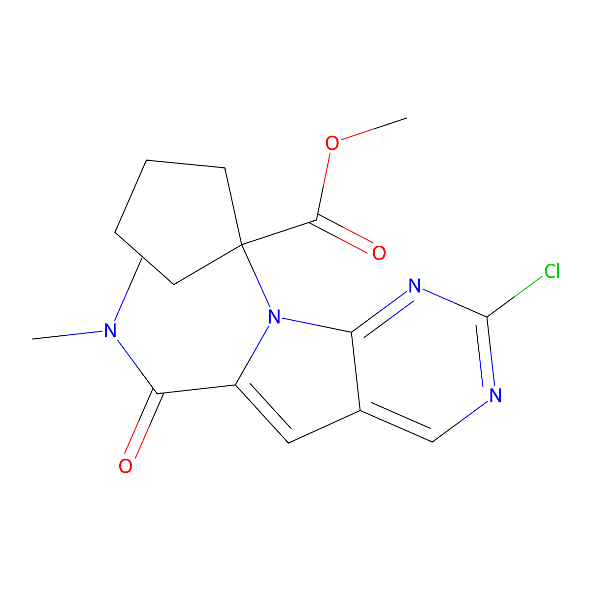 methyl 1-(2-chloro-6-(dimethylcarbamoyl)-7H-pyrrolo[2,3-d]pyrimidin-7-yl)cyclopentanecarboxylate molecular structure, CAS 2177267-42-2
