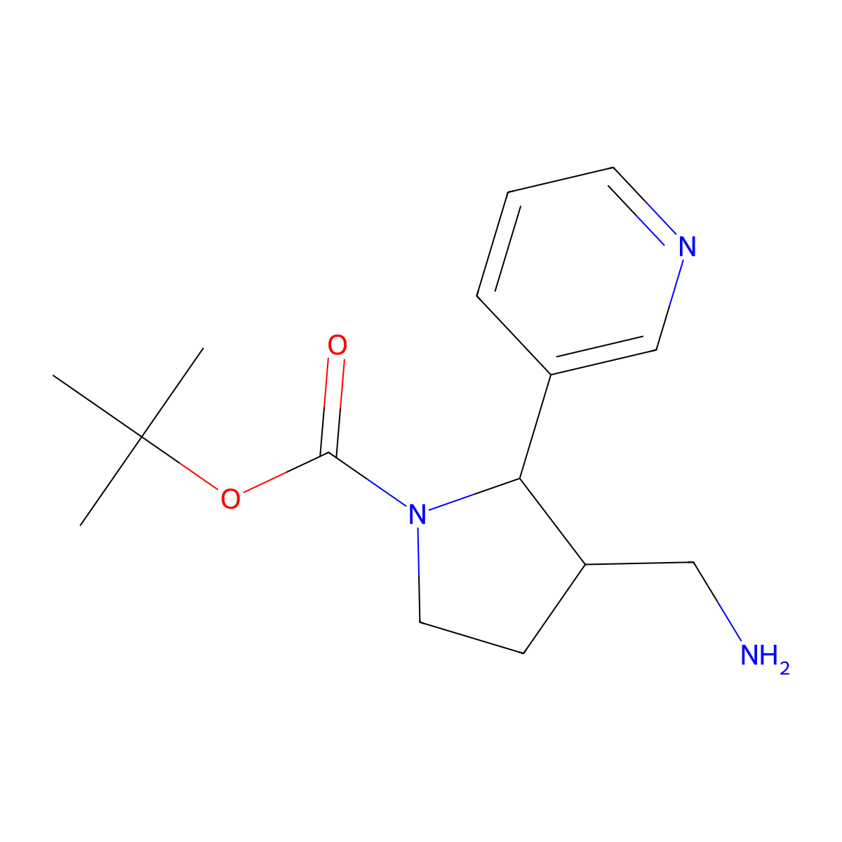 Tert-Butyl 3-(Aminomethyl)-2-(Pyridin-3-Yl)Pyrrolidine-1-Carboxylate molecular structure, CAS 2177267-44-4