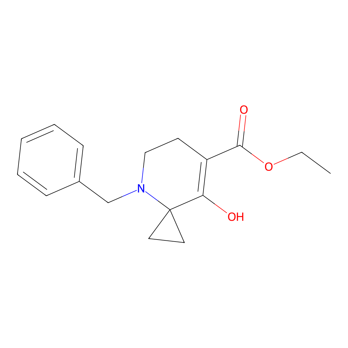Ethyl 4-benzyl-8-hydroxy-4-azaspiro[2.5]oct-7-ene-7-carboxylate molecular structure, CAS 2177267-45-5