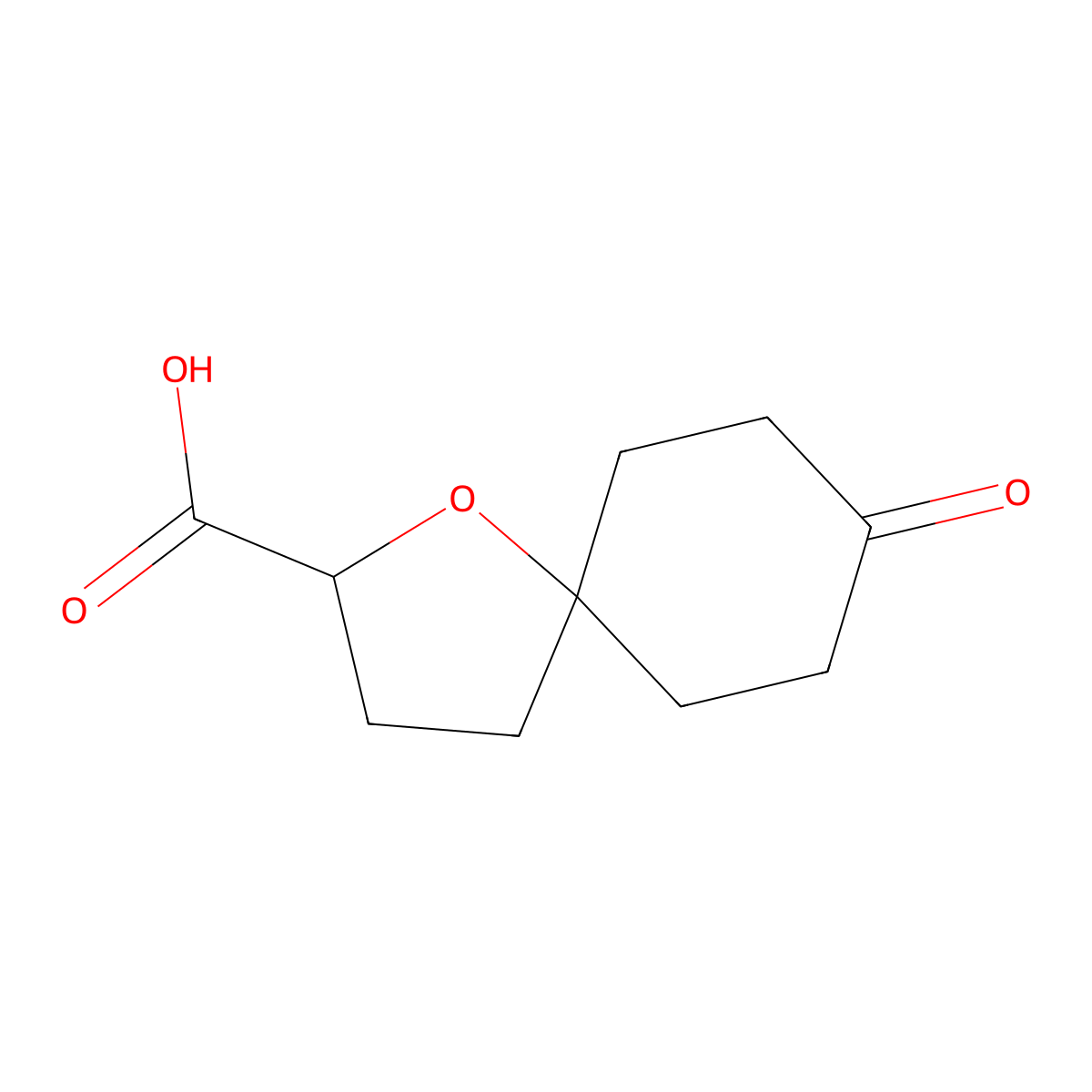 8-Oxo-1-oxaspiro[4.5]decane-2-carboxylic acid molecular structure, CAS 2177267-53-5