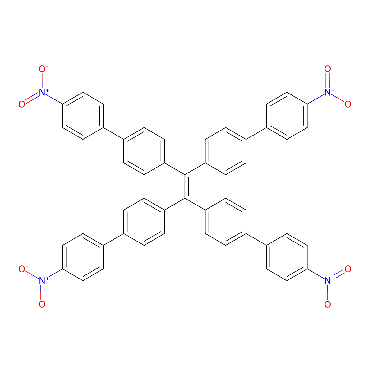 1,1,2,2-Tetrakis(4'-nitro-[1,1'-biphenyl]-4-yl)ethene molecular structure, CAS 2177279-46-6