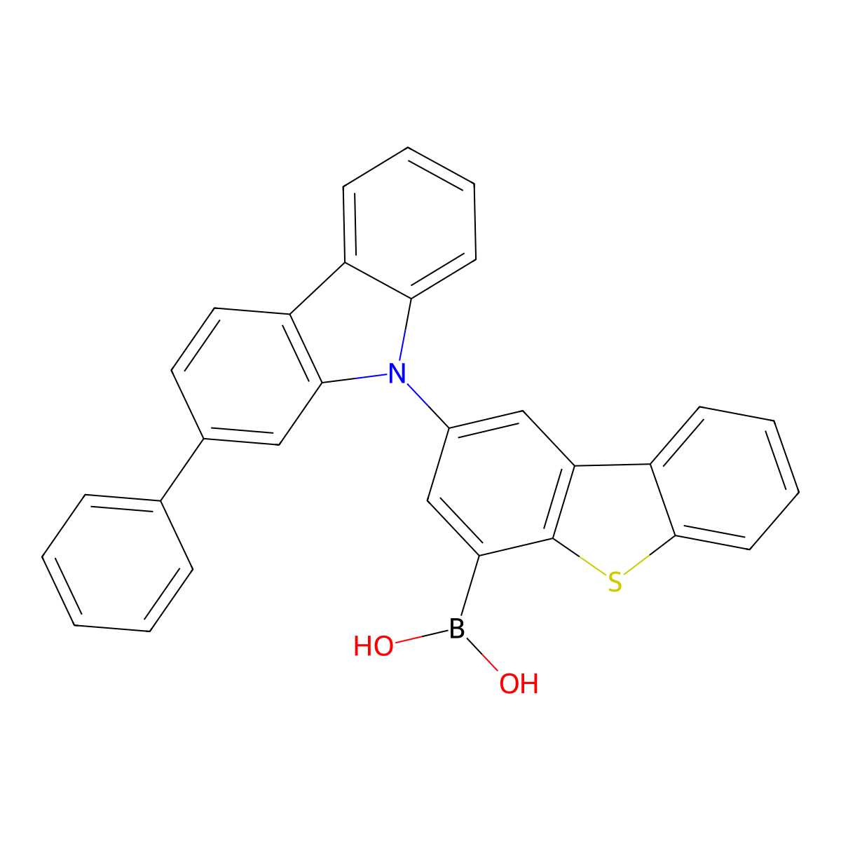 (2-(2-Phenyl-9H-carbazol-9-yl)dibenzo[b,d]thiophen-4-yl)boronic acid molecular structure, CAS 2177306-79-3
