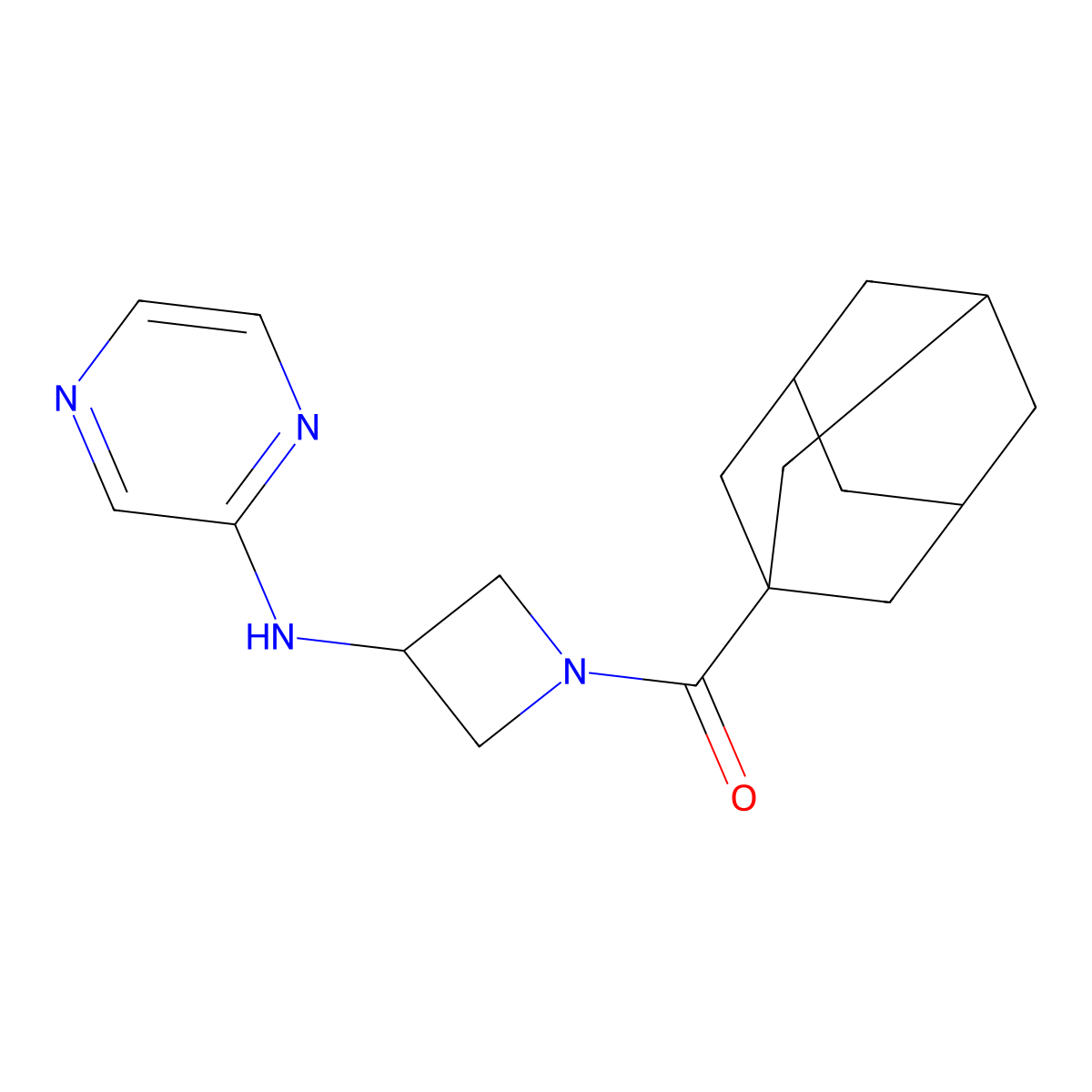 N-[1-(adamantane-1-carbonyl)azetidin-3-yl]pyrazin-2-amine molecular structure, CAS 2177365-50-1