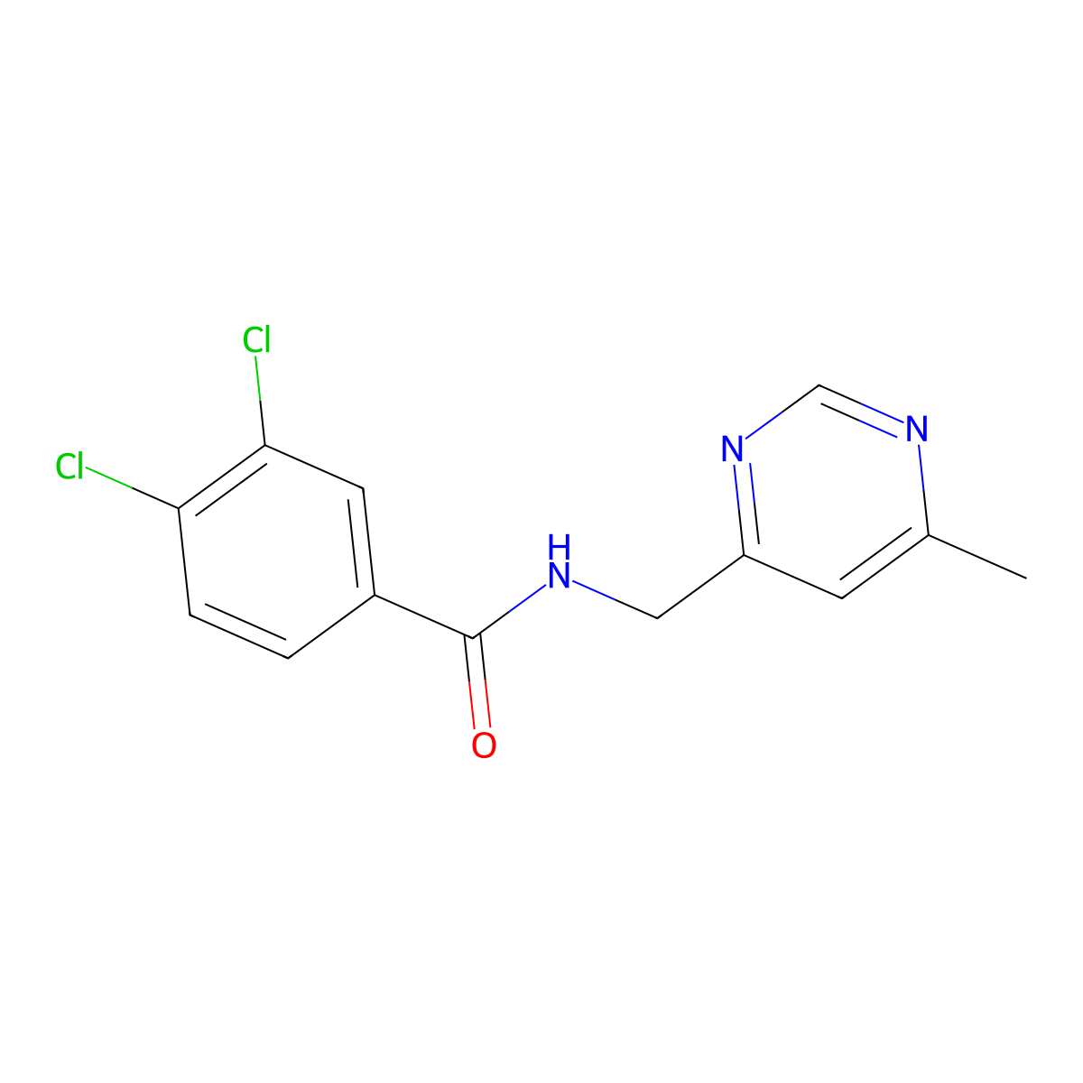 3,4-dichloro-N-[(6-methylpyrimidin-4-yl)methyl]benzamide molecular structure, CAS 2177365-55-6