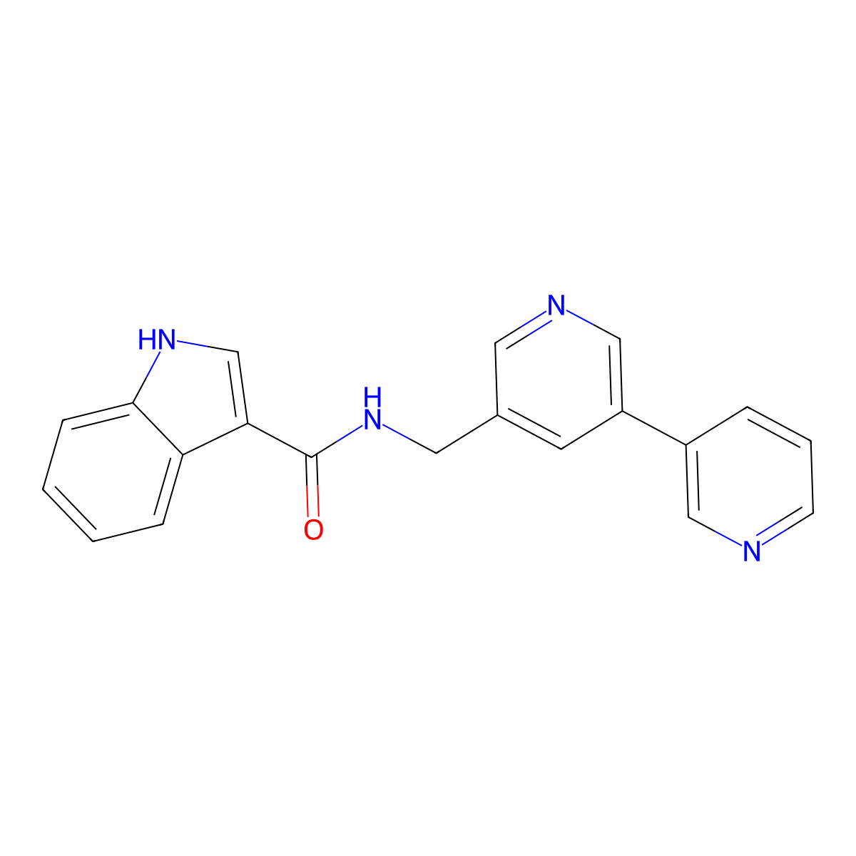 N-({[3,3'-bipyridine]-5-yl}methyl)-1H-indole-3-carboxamide molecular structure, CAS 2177365-57-8
