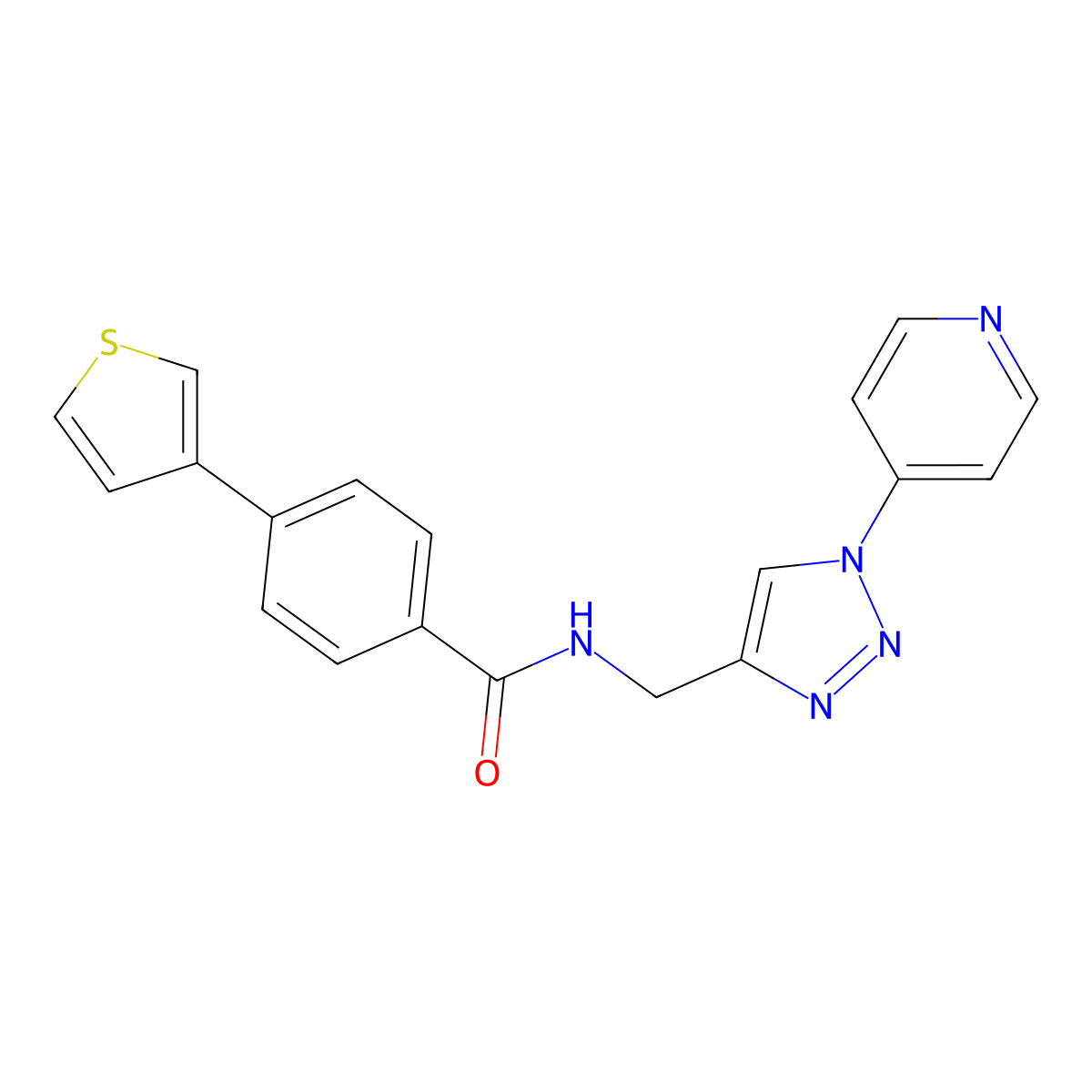 N-{[1-(pyridin-4-yl)-1H-1,2,3-triazol-4-yl]methyl}-4-(thiophen-3-yl)benzamide molecular structure, CAS 2177365-63-6