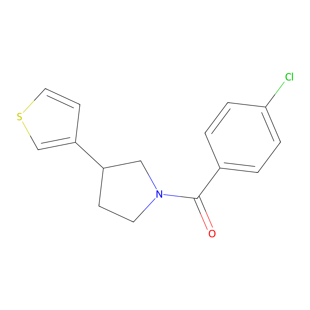 1-(4-Chlorobenzoyl)-3-(thiophen-3-yl)pyrrolidine molecular structure, CAS 2177365-65-8