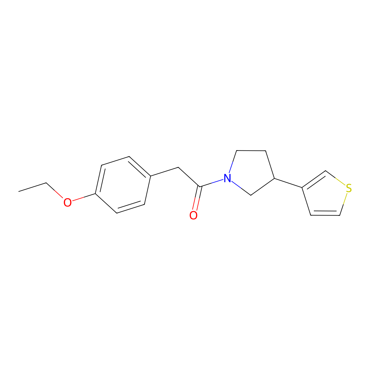 2-(4-Ethoxyphenyl)-1-(3-(thiophen-3-yl)pyrrolidin-1-yl)ethan-1-one molecular structure, CAS 2177365-68-1