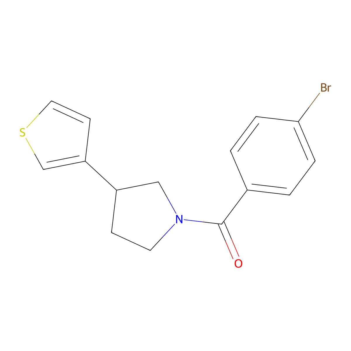 1-(4-Bromobenzoyl)-3-(thiophen-3-yl)pyrrolidine molecular structure, CAS 2177365-70-5