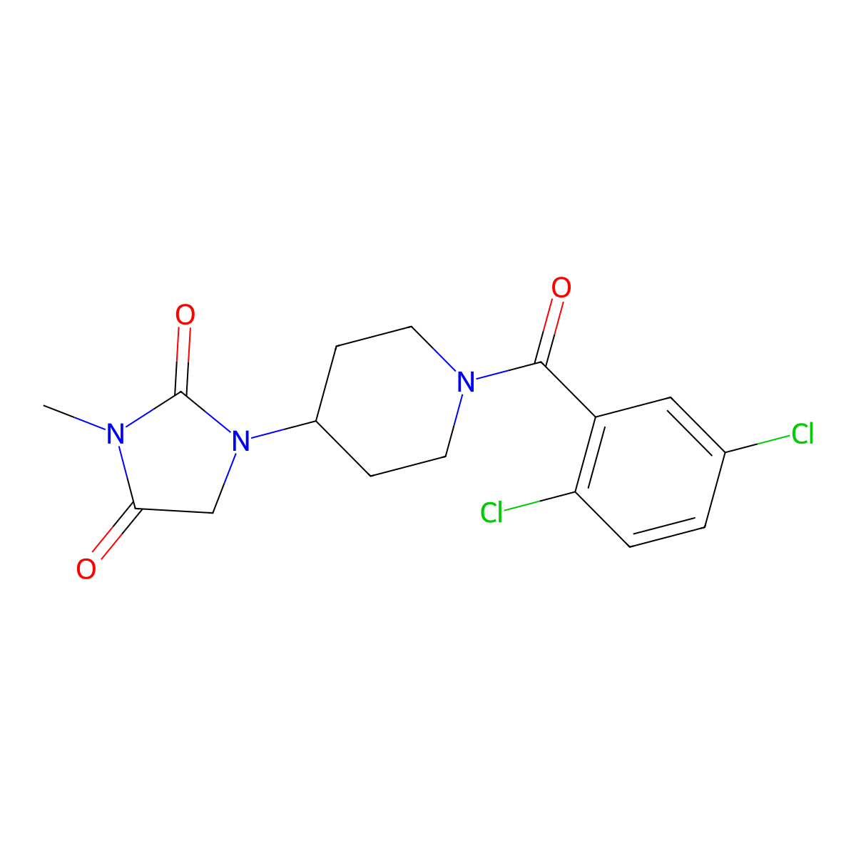 1-[1-(2,5-Dichlorobenzoyl)piperidin-4-yl]-3-methylimidazolidine-2,4-dione molecular structure, CAS 2177365-73-8