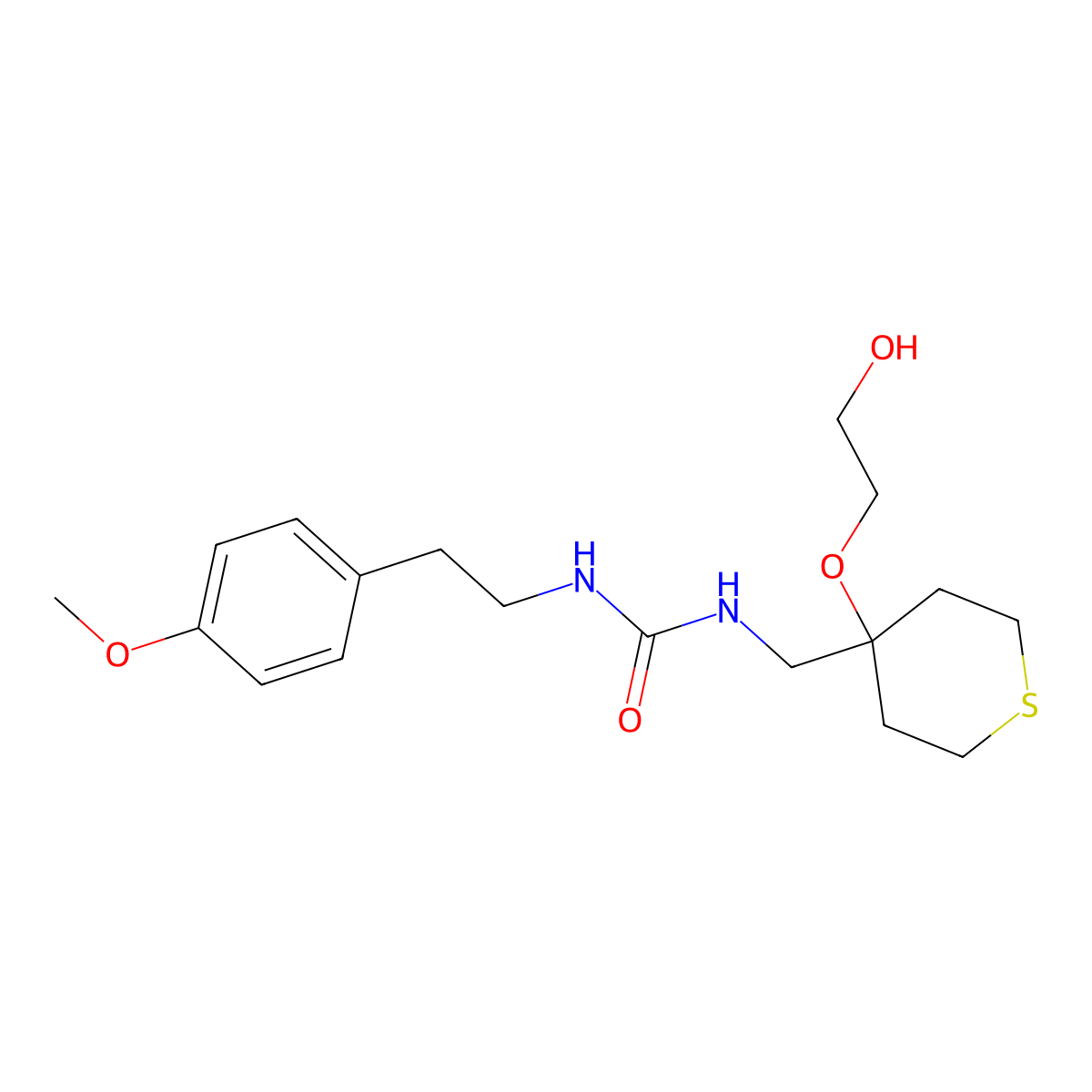 3-{[4-(2-Hydroxyethoxy)thian-4-yl]methyl}-1-[2-(4-methoxyphenyl)ethyl]urea molecular structure, CAS 2177365-75-0