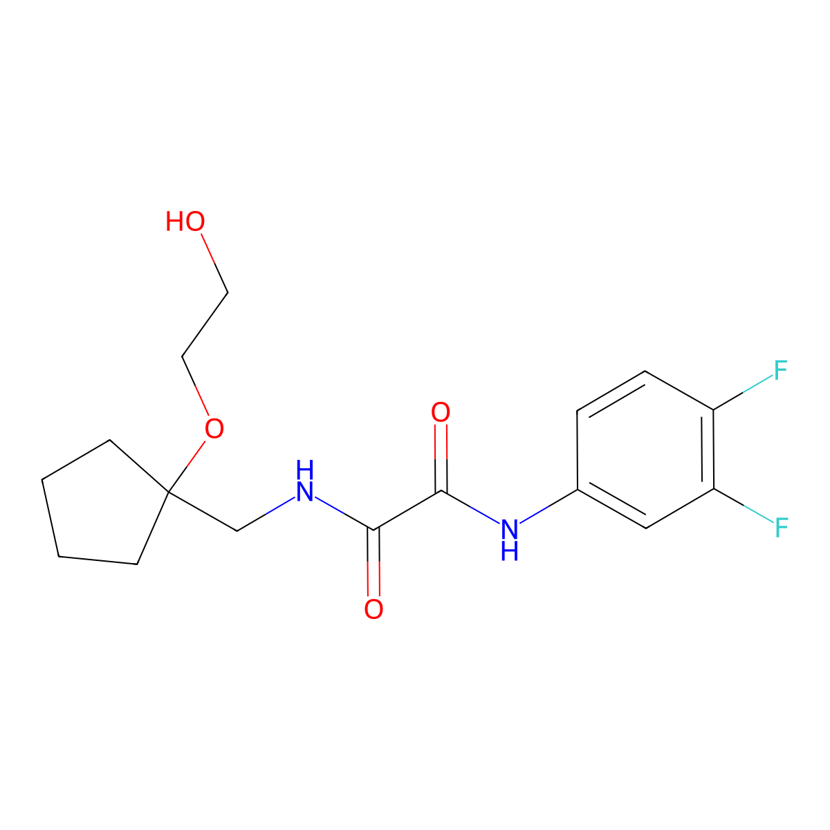 N'-(3,4-difluorophenyl)-N-{[1-(2-hydroxyethoxy)cyclopentyl]methyl}ethanediamide molecular structure, CAS 2177365-79-4