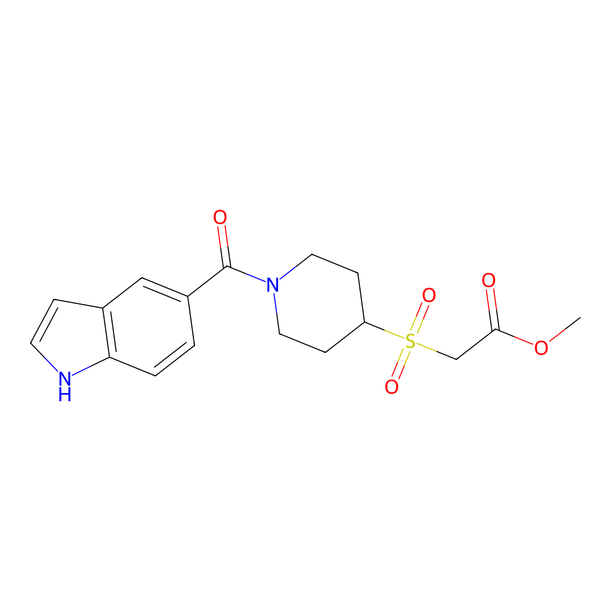 methyl 2-((1-(1H-indole-5-carbonyl)piperidin-4-yl)sulfonyl)acetate molecular structure, CAS 2177365-81-8