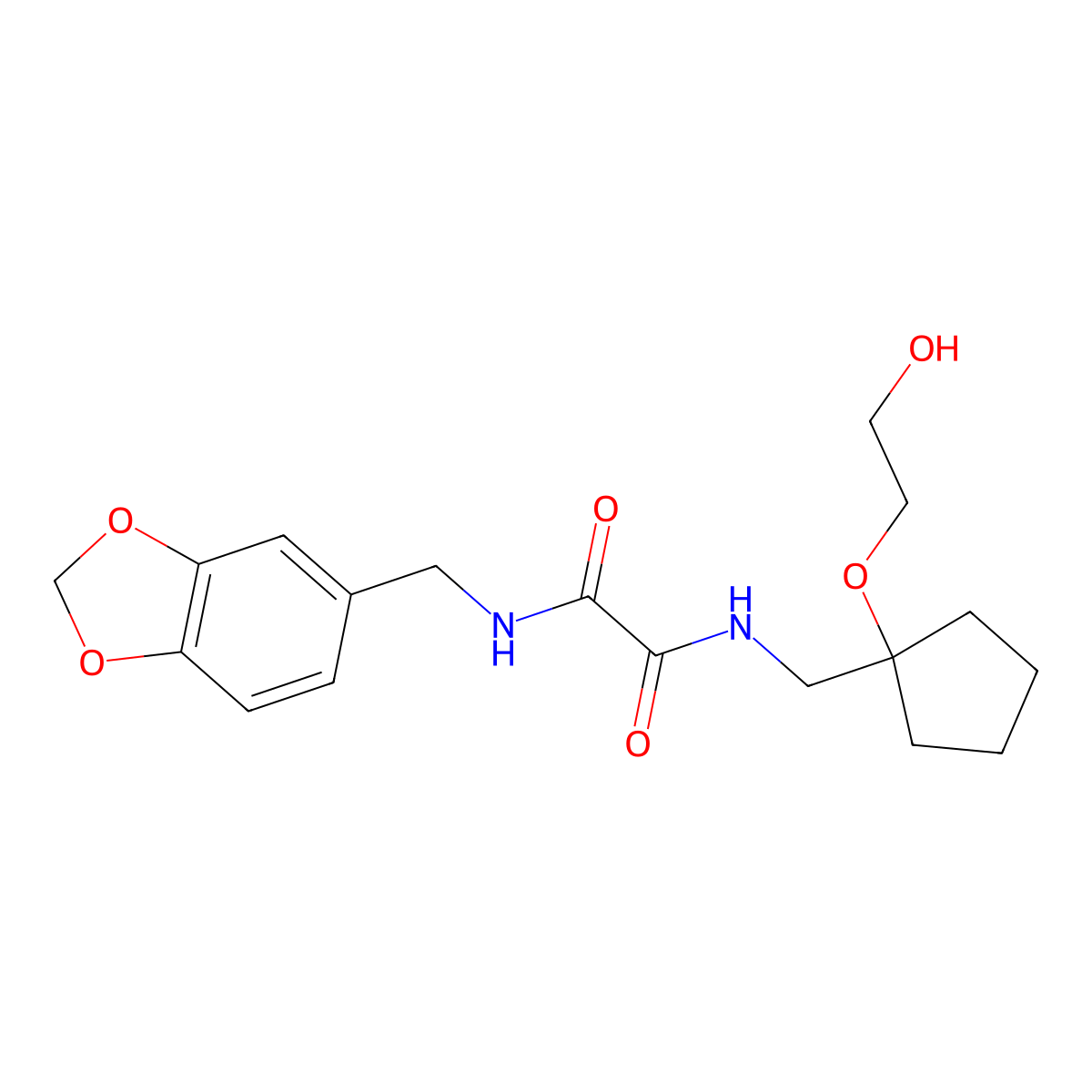 N-[(2H-1,3-benzodioxol-5-yl)methyl]-N'-{[1-(2-hydroxyethoxy)cyclopentyl]methyl}ethanediamide molecular structure, CAS 2177365-85-2