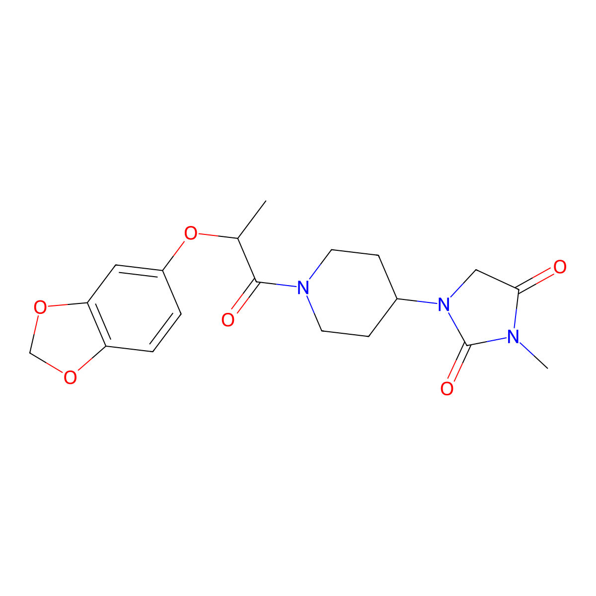 1-(1-(2-(Benzo[d][1,3]dioxol-5-yloxy)propanoyl)piperidin-4-yl)-3-methylimidazolidine-2,4-dione molecular structure, CAS 2177365-86-3
