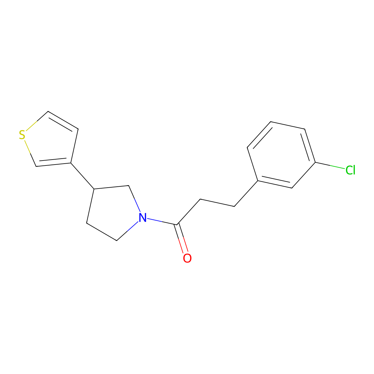 3-(3-Chlorophenyl)-1-(3-(thiophen-3-yl)pyrrolidin-1-yl)propan-1-one molecular structure, CAS 2177365-87-4