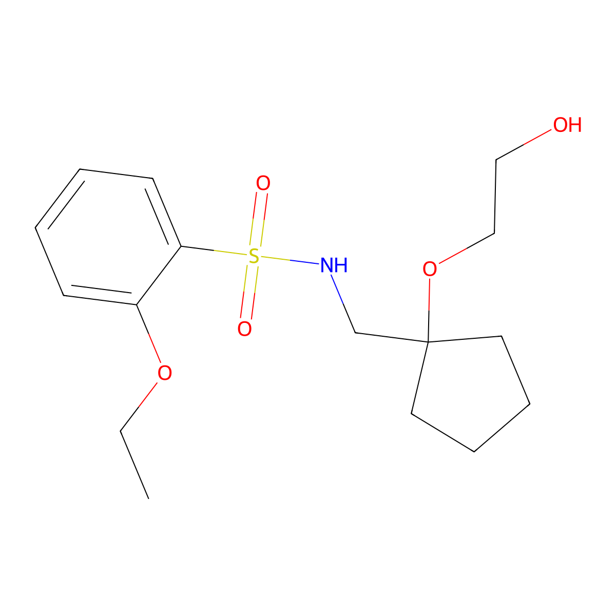 2-ethoxy-N-((1-(2-hydroxyethoxy)cyclopentyl)methyl)benzenesulfonamide molecular structure, CAS 2177365-88-5