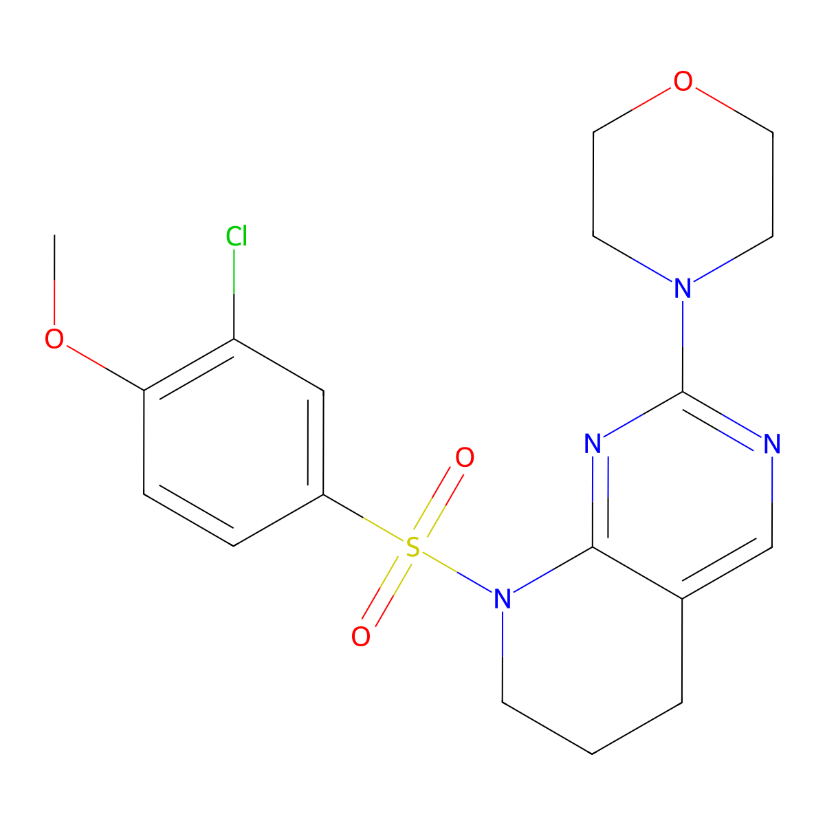 4-[8-(3-chloro-4-methoxybenzenesulfonyl)-5H,6H,7H,8H-pyrido[2,3-d]pyrimidin-2-yl]morpholine molecular structure, CAS 2177365-95-4