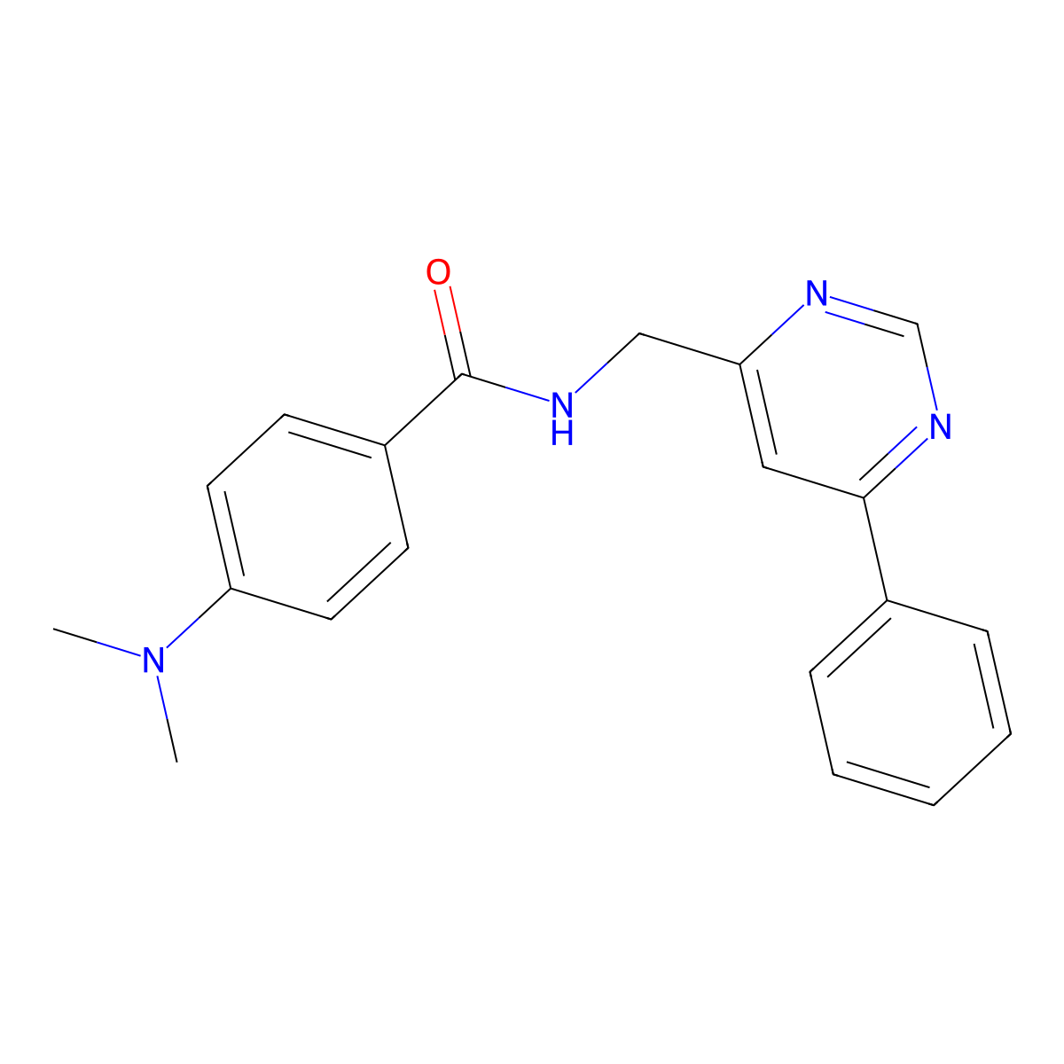 4-(dimethylamino)-N-[(6-phenylpyrimidin-4-yl)methyl]benzamide molecular structure, CAS 2177366-03-7