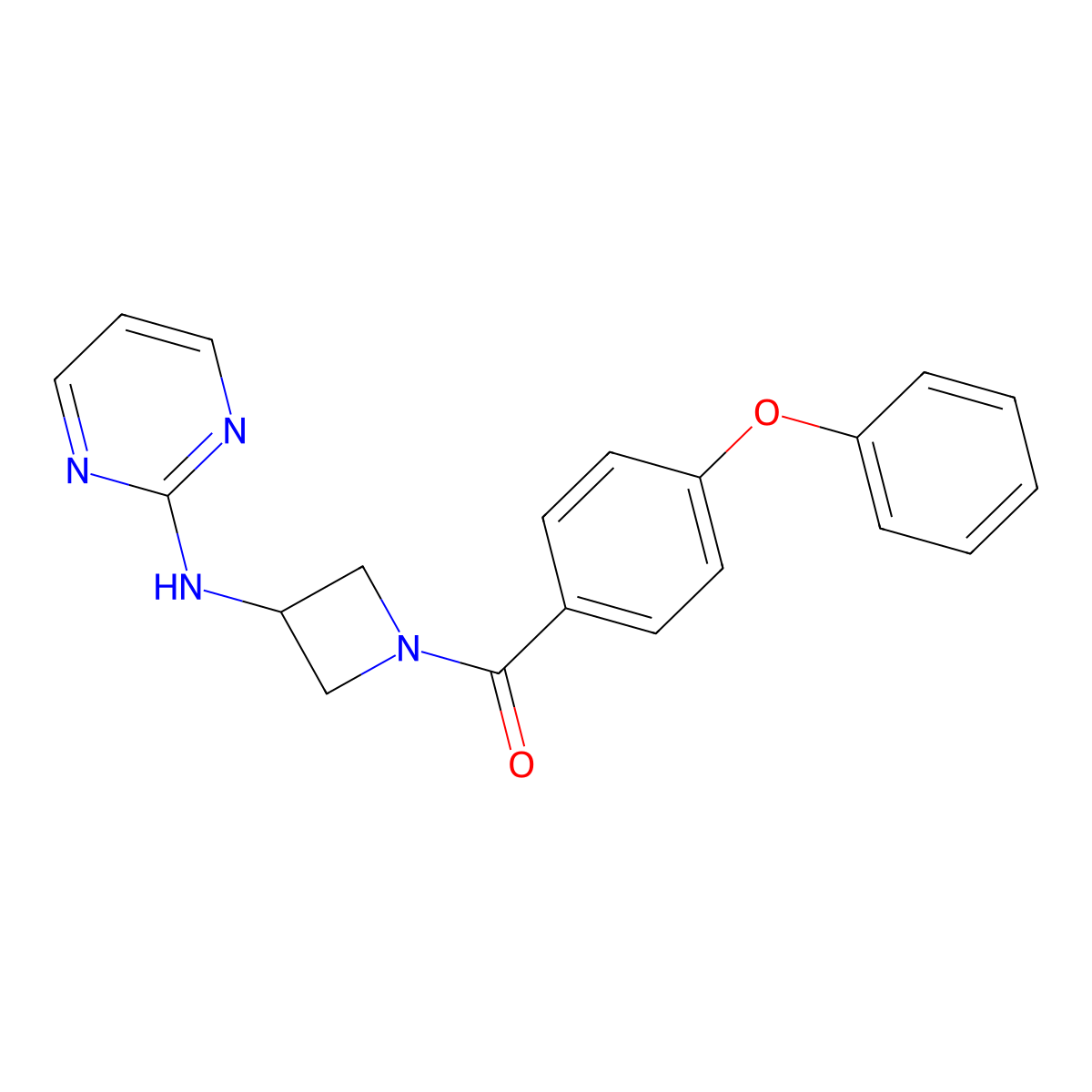 (4-Phenoxyphenyl)(3-(pyrimidin-2-ylamino)azetidin-1-yl)methanone molecular structure, CAS 2177366-11-7