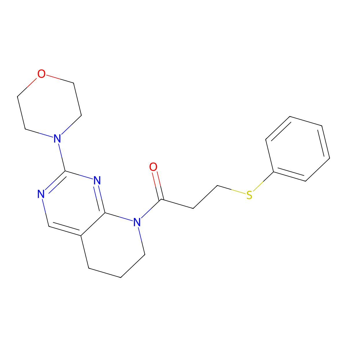 1-[2-(morpholin-4-yl)-5H,6H,7H,8H-pyrido[2,3-d]pyrimidin-8-yl]-3-(phenylsulfanyl)propan-1-one molecular structure, CAS 2177366-19-5