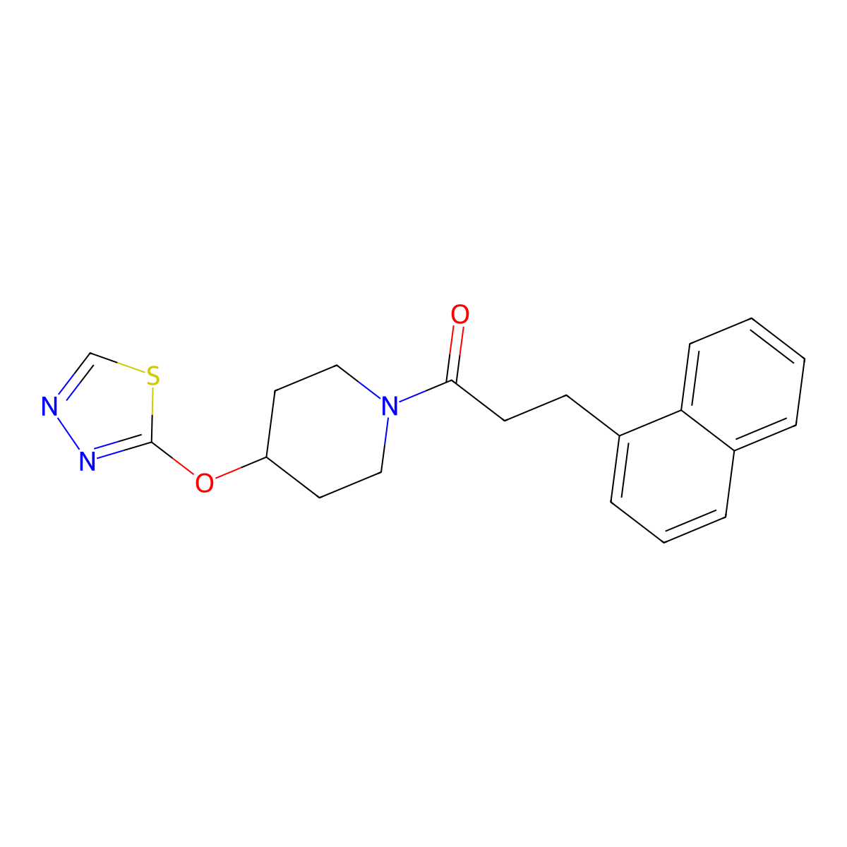 3-(Naphthalen-1-yl)-1-[4-(1,3,4-thiadiazol-2-yloxy)piperidin-1-yl]propan-1-one molecular structure, CAS 2177366-21-9