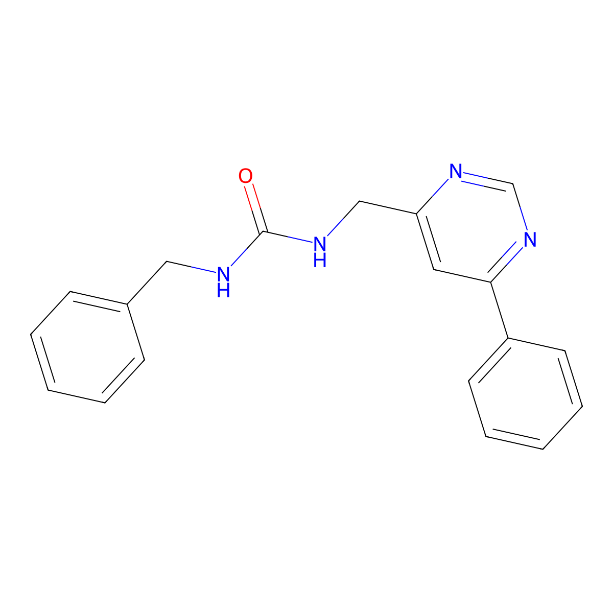 1-Benzyl-3-[(6-phenylpyrimidin-4-yl)methyl]urea molecular structure, CAS 2177366-25-3