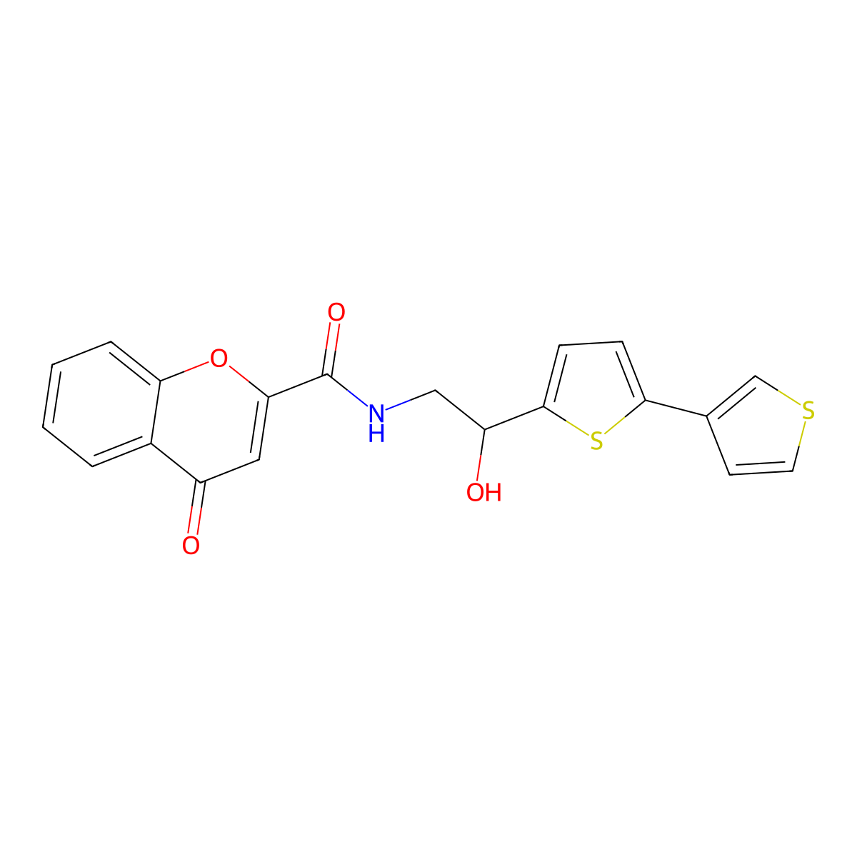 N-(2-([2,3'-bithiophen]-5-yl)-2-hydroxyethyl)-4-oxo-4H-chromene-2-carboxamide molecular structure, CAS 2177366-28-6