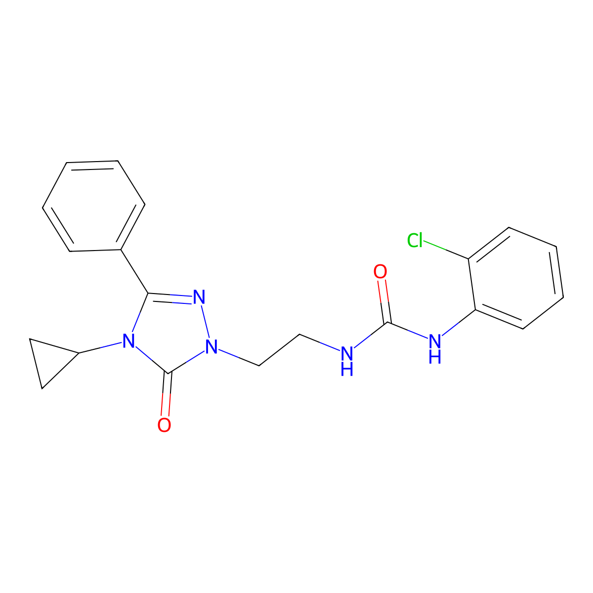 1-(2-chlorophenyl)-3-[2-(4-cyclopropyl-5-oxo-3-phenyl-4,5-dihydro-1H-1,2,4-triazol-1-yl)ethyl]urea molecular structure, CAS 2177366-31-1