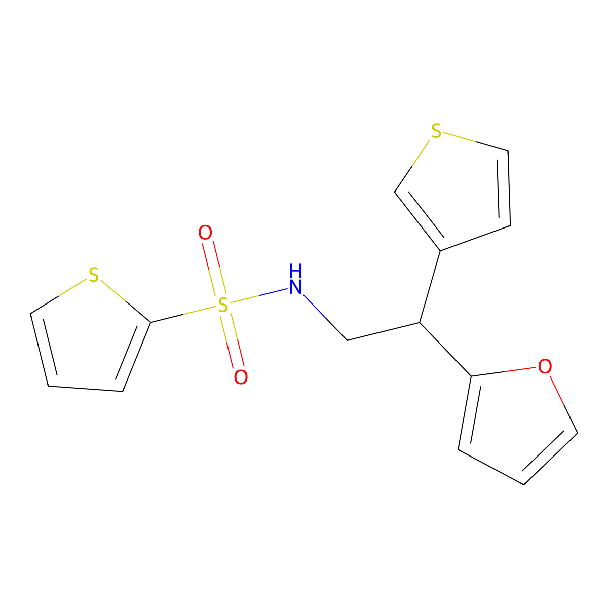 N-[2-(furan-2-yl)-2-(thiophen-3-yl)ethyl]thiophene-2-sulfonamide molecular structure, CAS 2177366-33-3