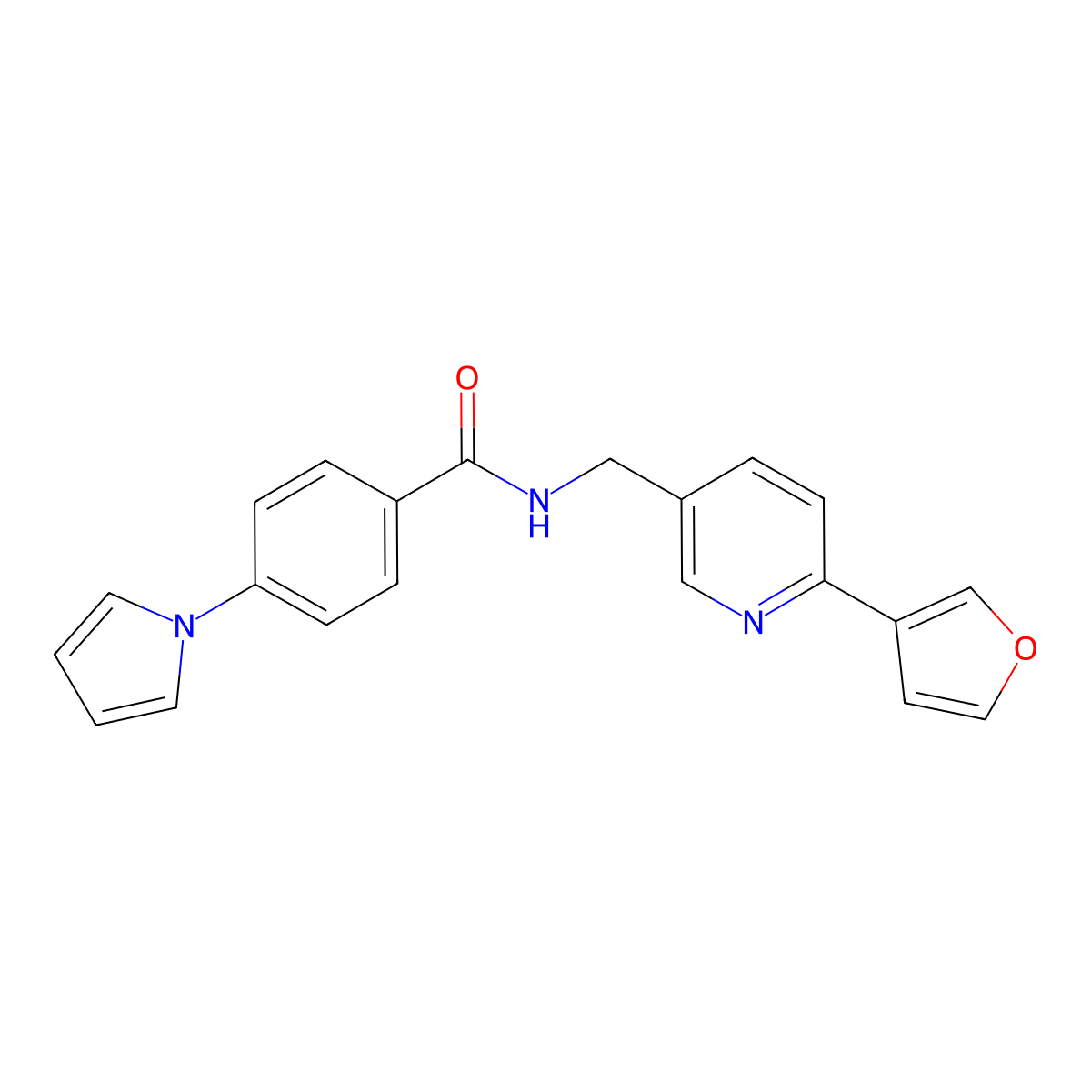 N-((6-(furan-3-yl)pyridin-3-yl)methyl)-4-(1H-pyrrol-1-yl)benzamide molecular structure, CAS 2177366-38-8
