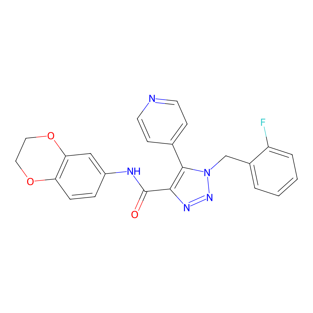 N-(2,3-dihydrobenzo[b][1,4]dioxin-6-yl)-1-(2-fluorobenzyl)-5-(pyridin-4-yl)-1H-1,2,3-triazole-4-carboxamide molecular structure, CAS 2177366-39-9