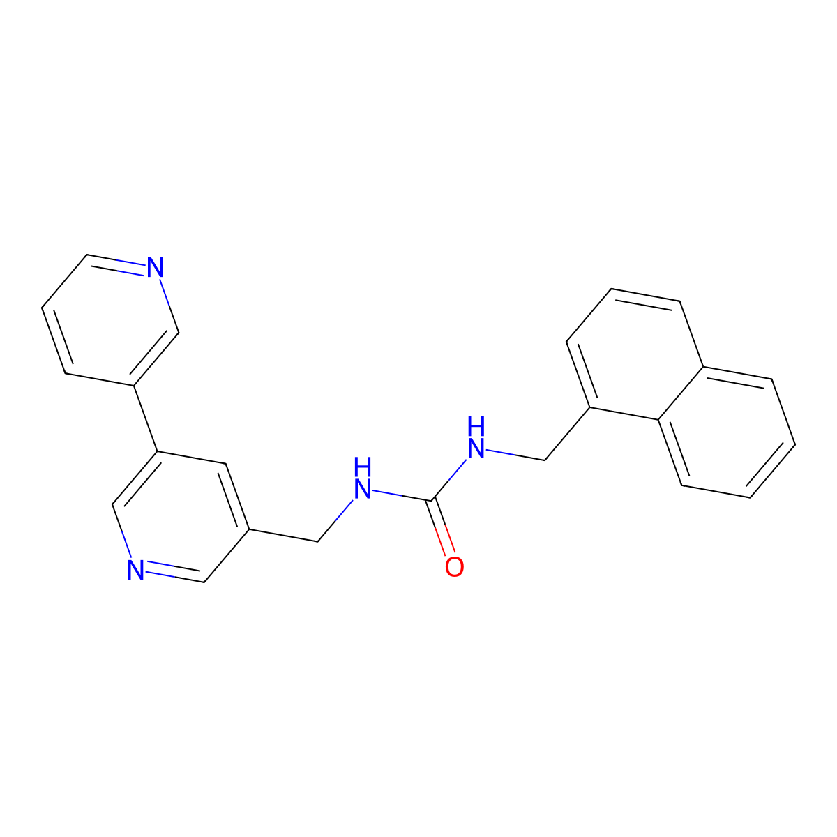 1-([3,3'-Bipyridin]-5-ylmethyl)-3-(naphthalen-1-ylmethyl)urea molecular structure, CAS 2177366-45-7