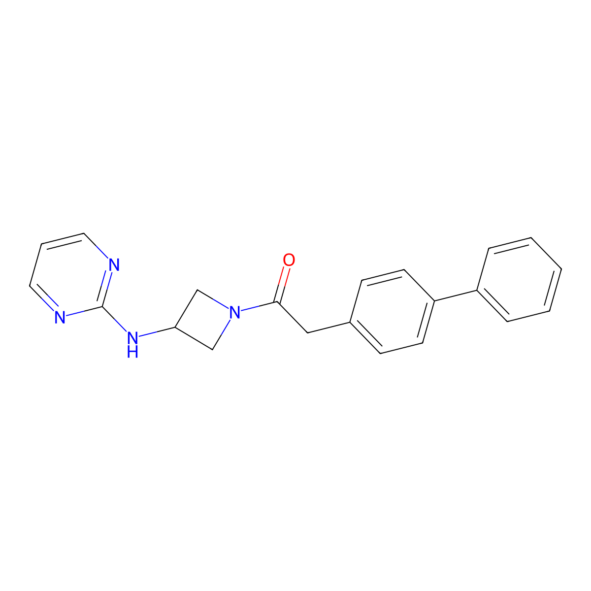 2-([1,1'-Biphenyl]-4-yl)-1-(3-(pyrimidin-2-ylamino)azetidin-1-yl)ethanone molecular structure, CAS 2177449-86-2