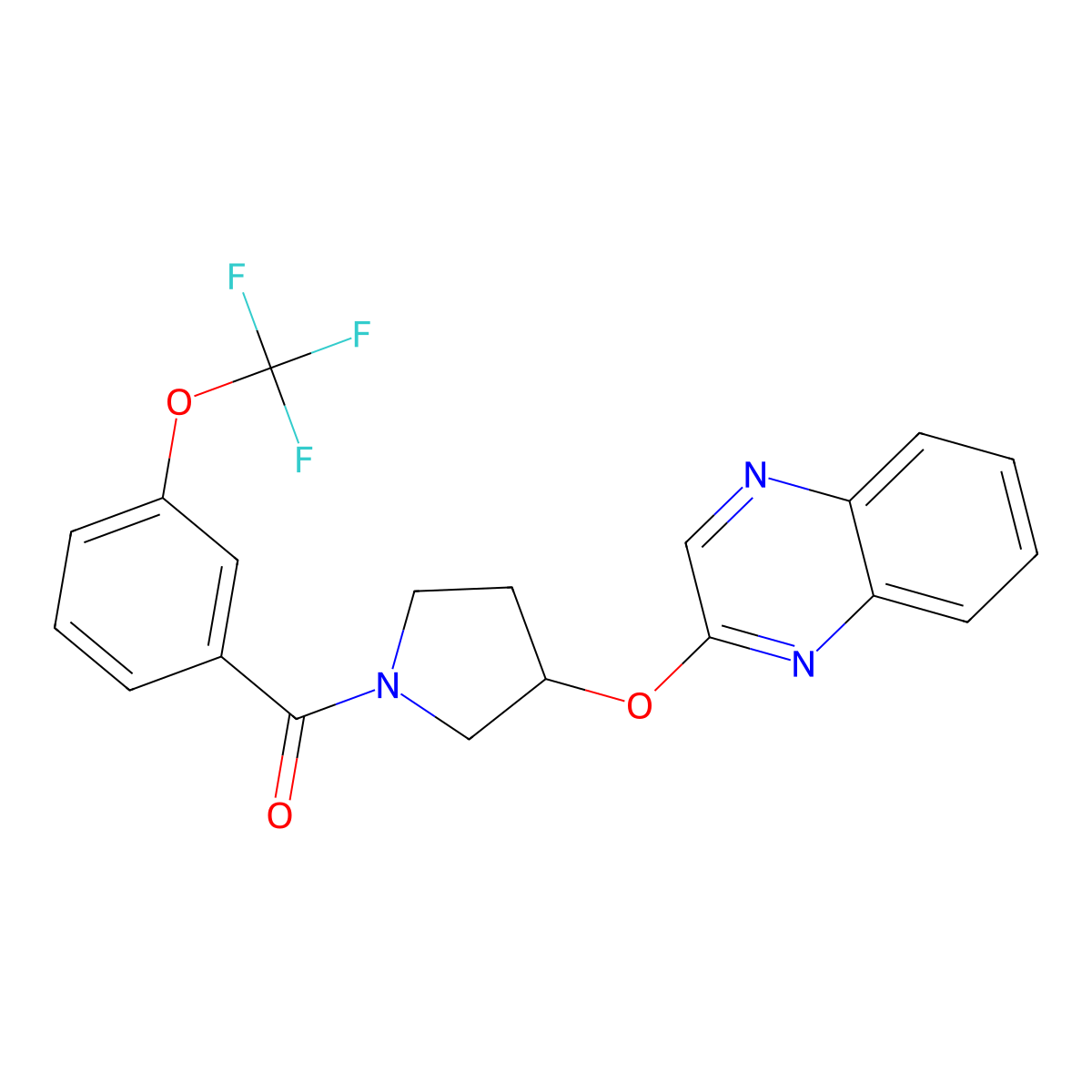 2-({1-[3-(Trifluoromethoxy)benzoyl]pyrrolidin-3-yl}oxy)quinoxaline molecular structure, CAS 2177449-88-4