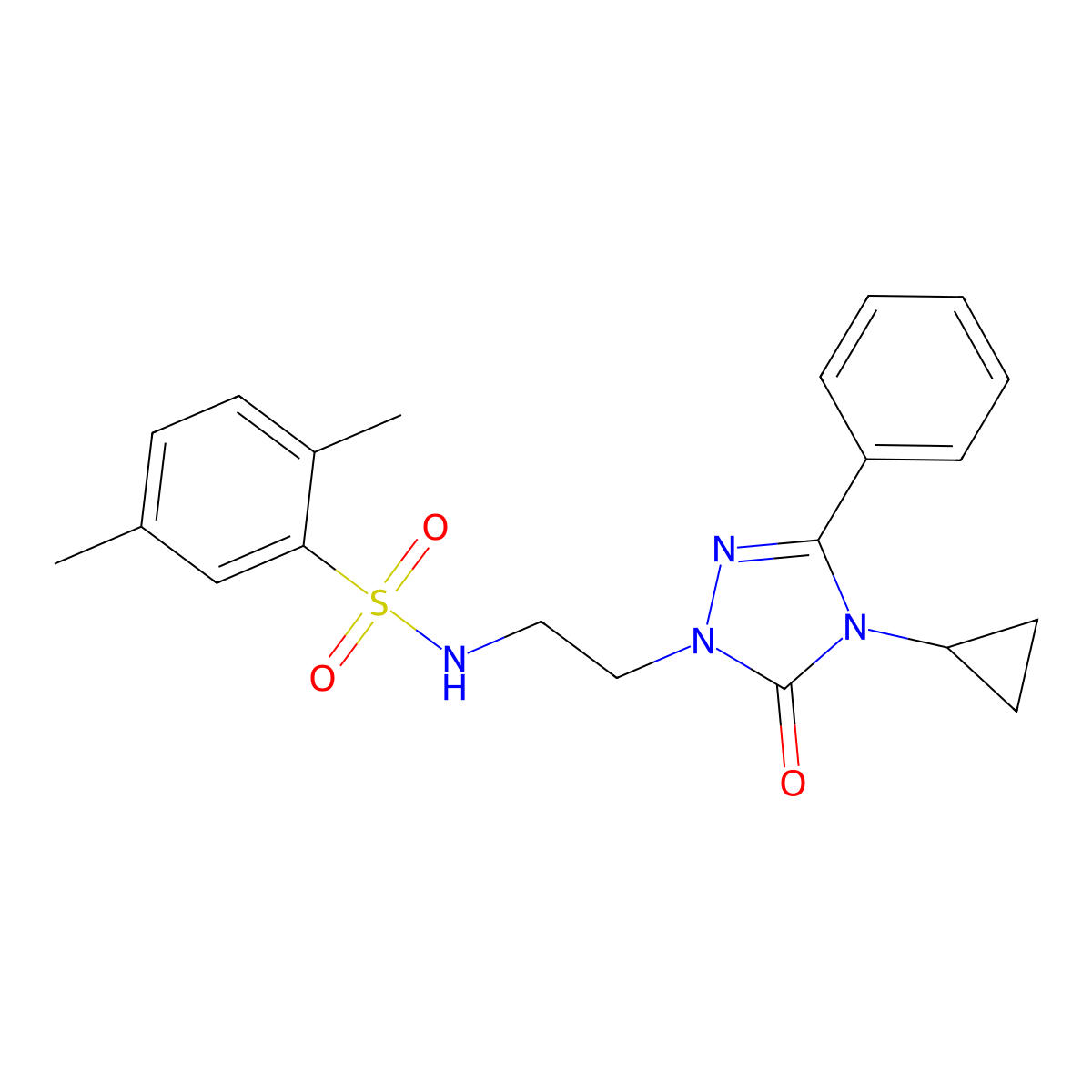 N-(2-(4-cyclopropyl-5-oxo-3-phenyl-4,5-dihydro-1H-1,2,4-triazol-1-yl)ethyl)-2,5-dimethylbenzenesulfonamide molecular structure, CAS 2177449-90-8