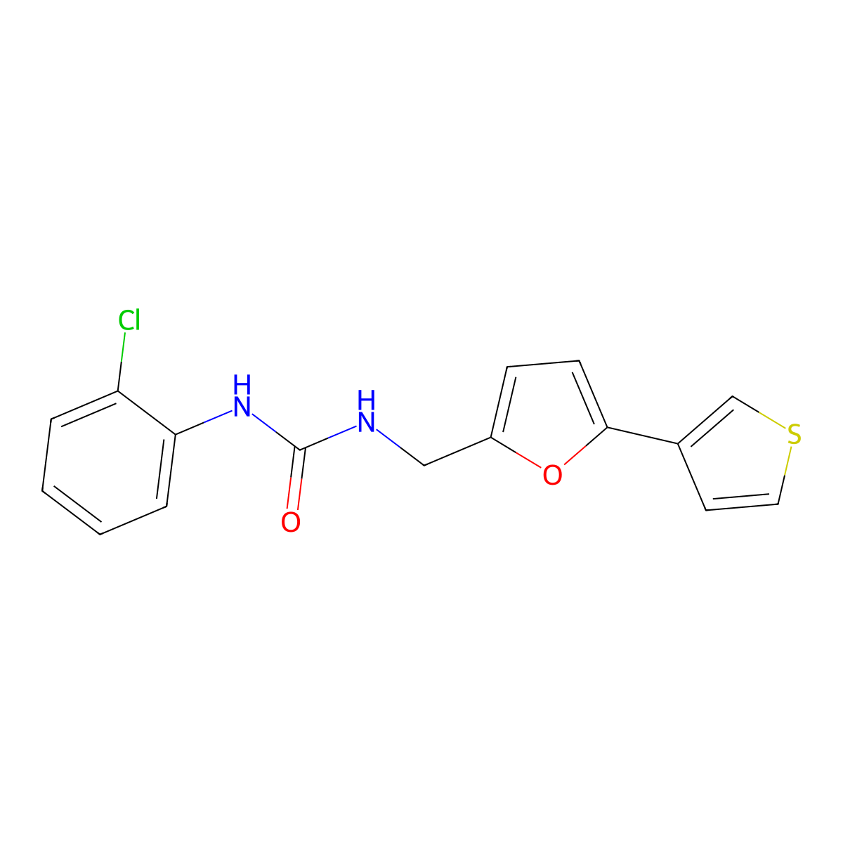 1-(2-Chlorophenyl)-3-{[5-(thiophen-3-yl)furan-2-yl]methyl}urea molecular structure, CAS 2177449-92-0