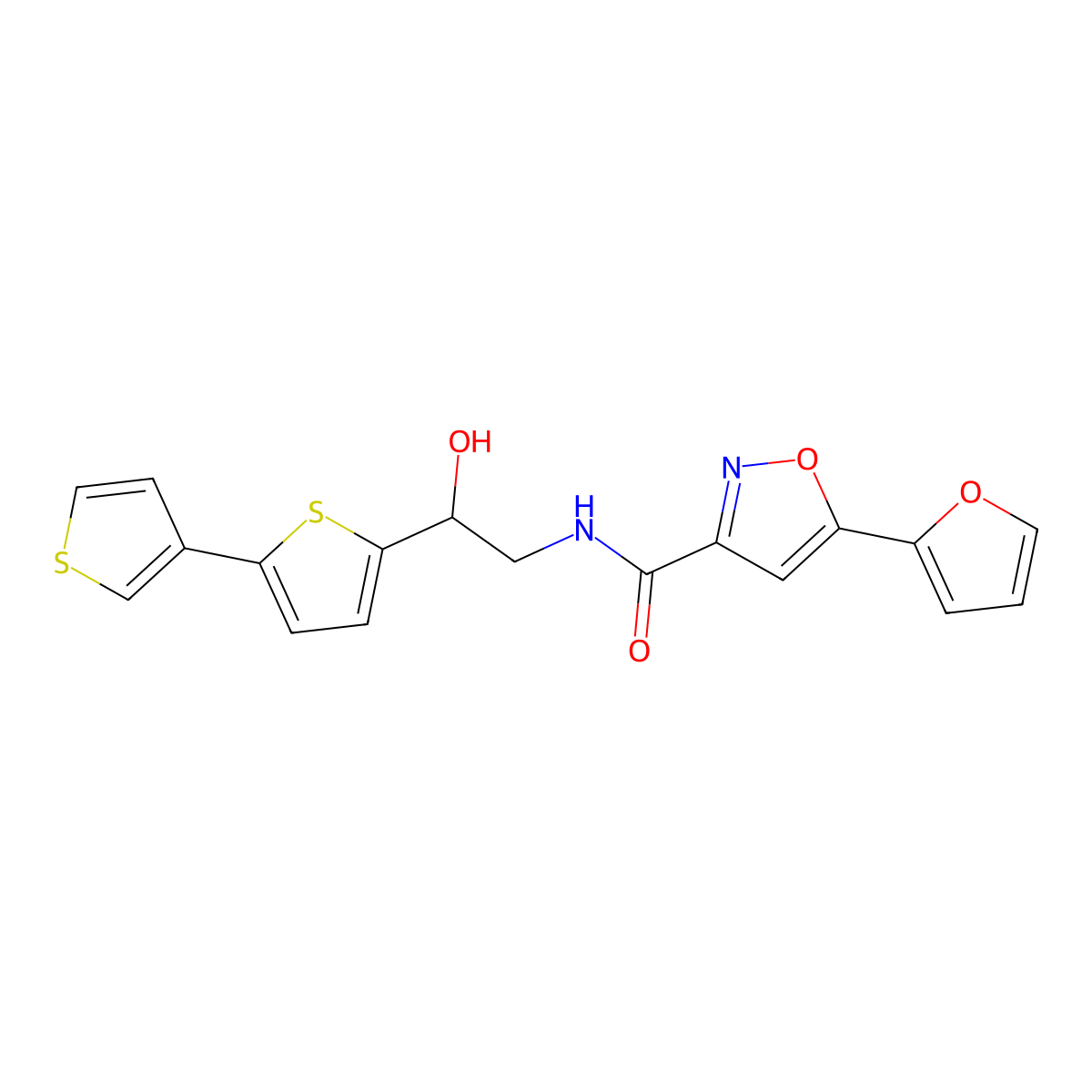 N-(2-([2,3'-bithiophen]-5-yl)-2-hydroxyethyl)-5-(furan-2-yl)isoxazole-3-carboxamide molecular structure, CAS 2177449-93-1