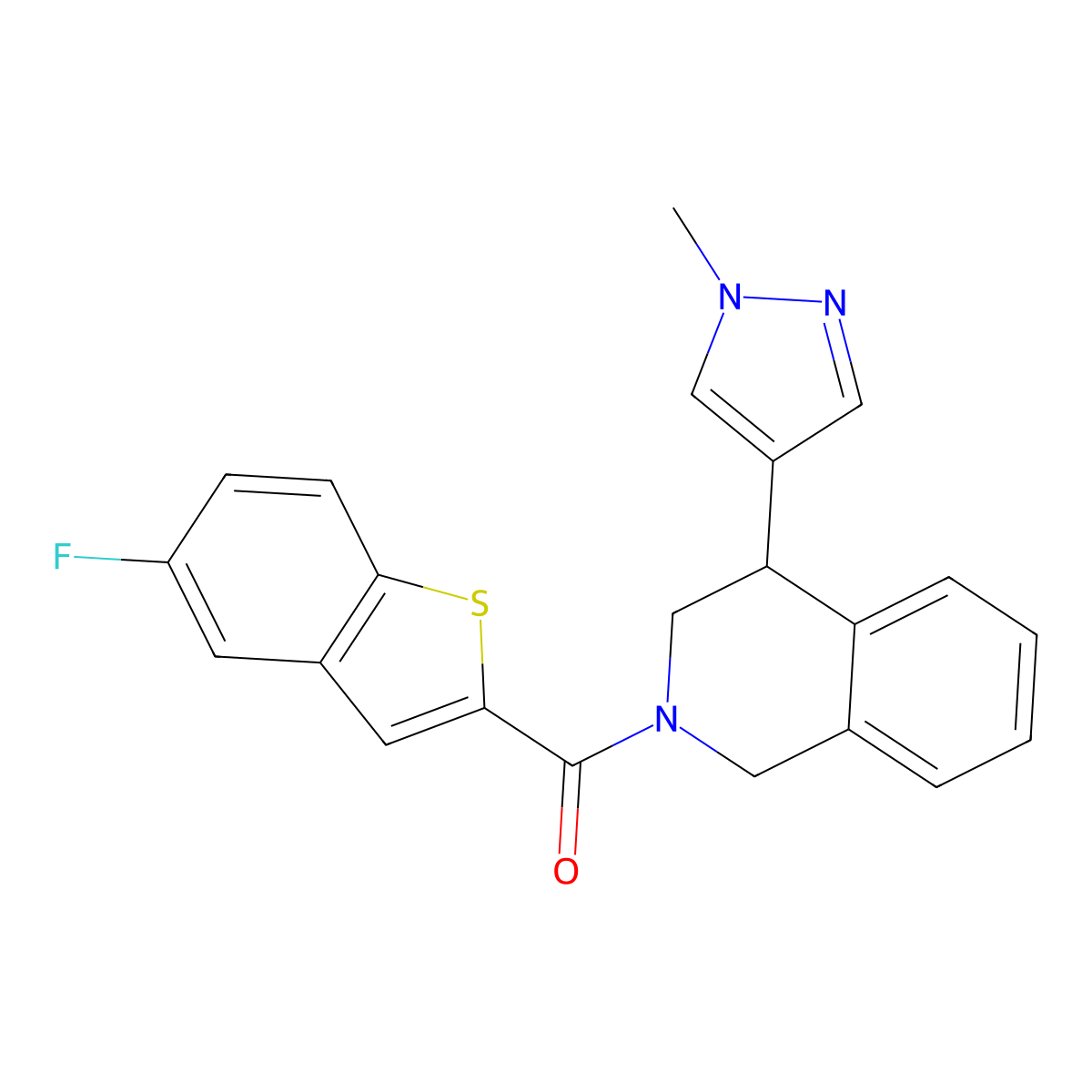 (5-fluorobenzo[b]thiophen-2-yl)(4-(1-methyl-1H-pyrazol-4-yl)-3,4-dihydroisoquinolin-2(1H)-yl)methanone molecular structure, CAS 2177449-96-4