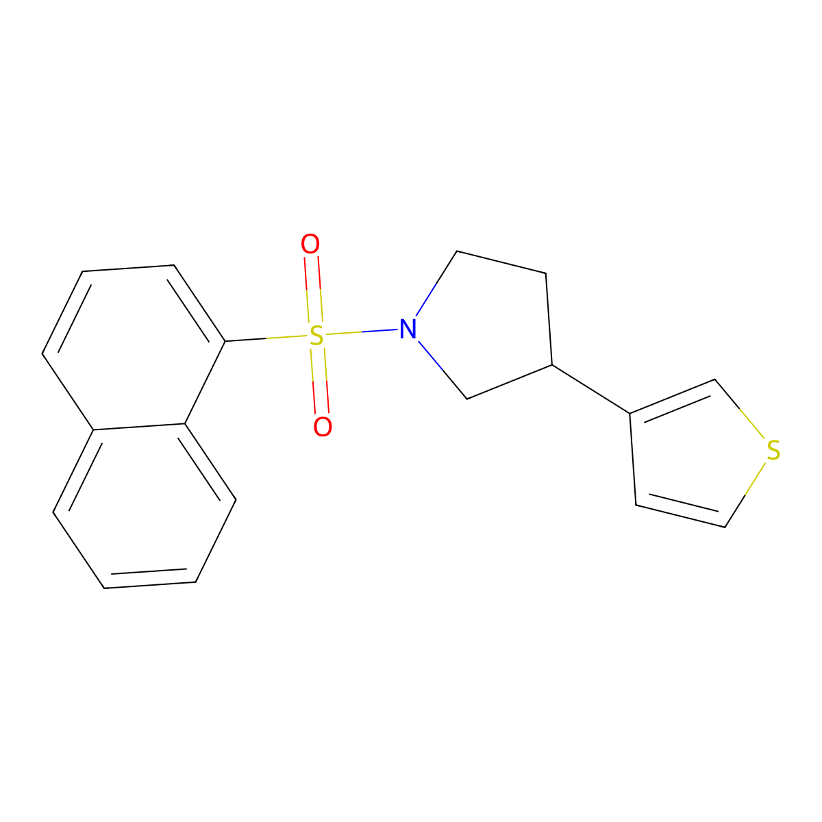 1-(Naphthalen-1-ylsulfonyl)-3-(thiophen-3-yl)pyrrolidine molecular structure, CAS 2177450-03-0