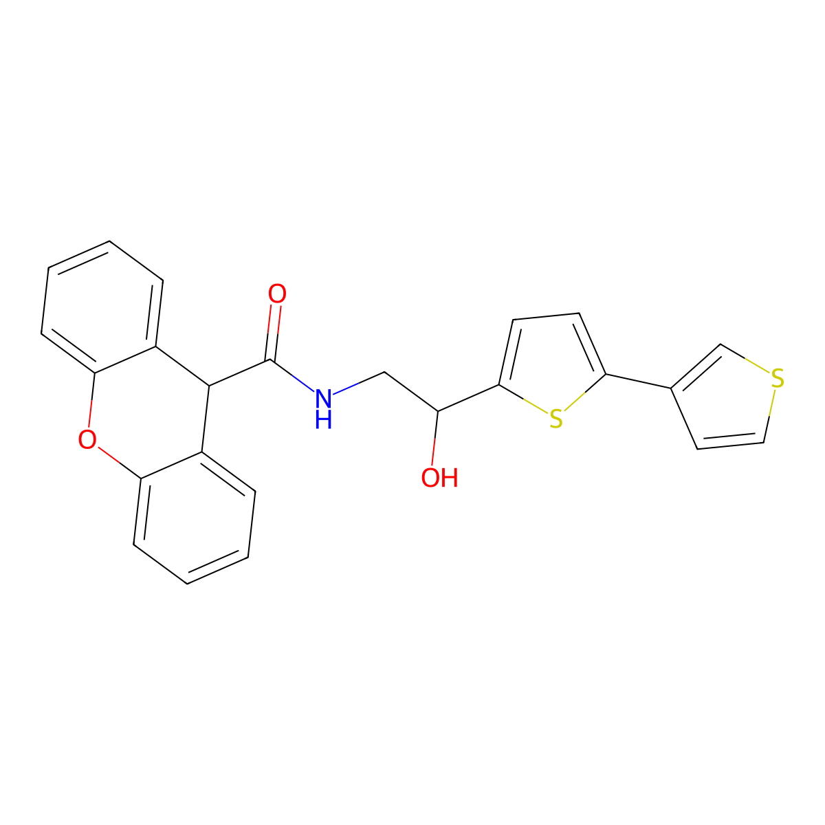 N-(2-{[2,3'-bithiophene]-5-yl}-2-hydroxyethyl)-9H-xanthene-9-carboxamide molecular structure, CAS 2177450-08-5