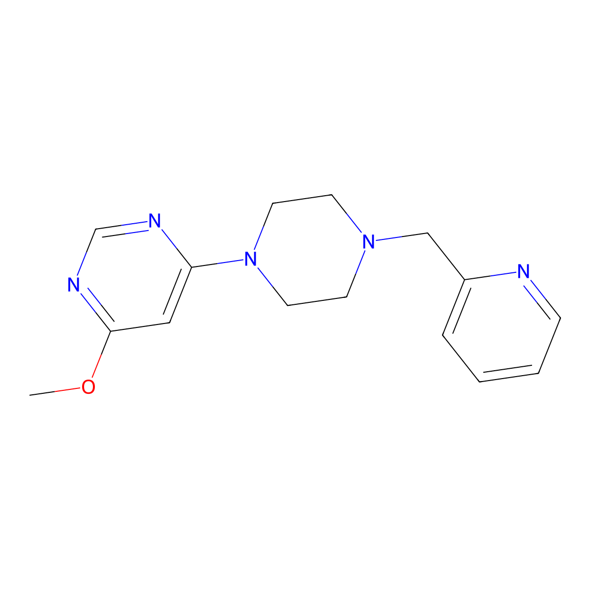 4-Methoxy-6-{4-[(pyridin-2-yl)methyl]piperazin-1-yl}pyrimidine molecular structure, CAS 2177555-12-1
