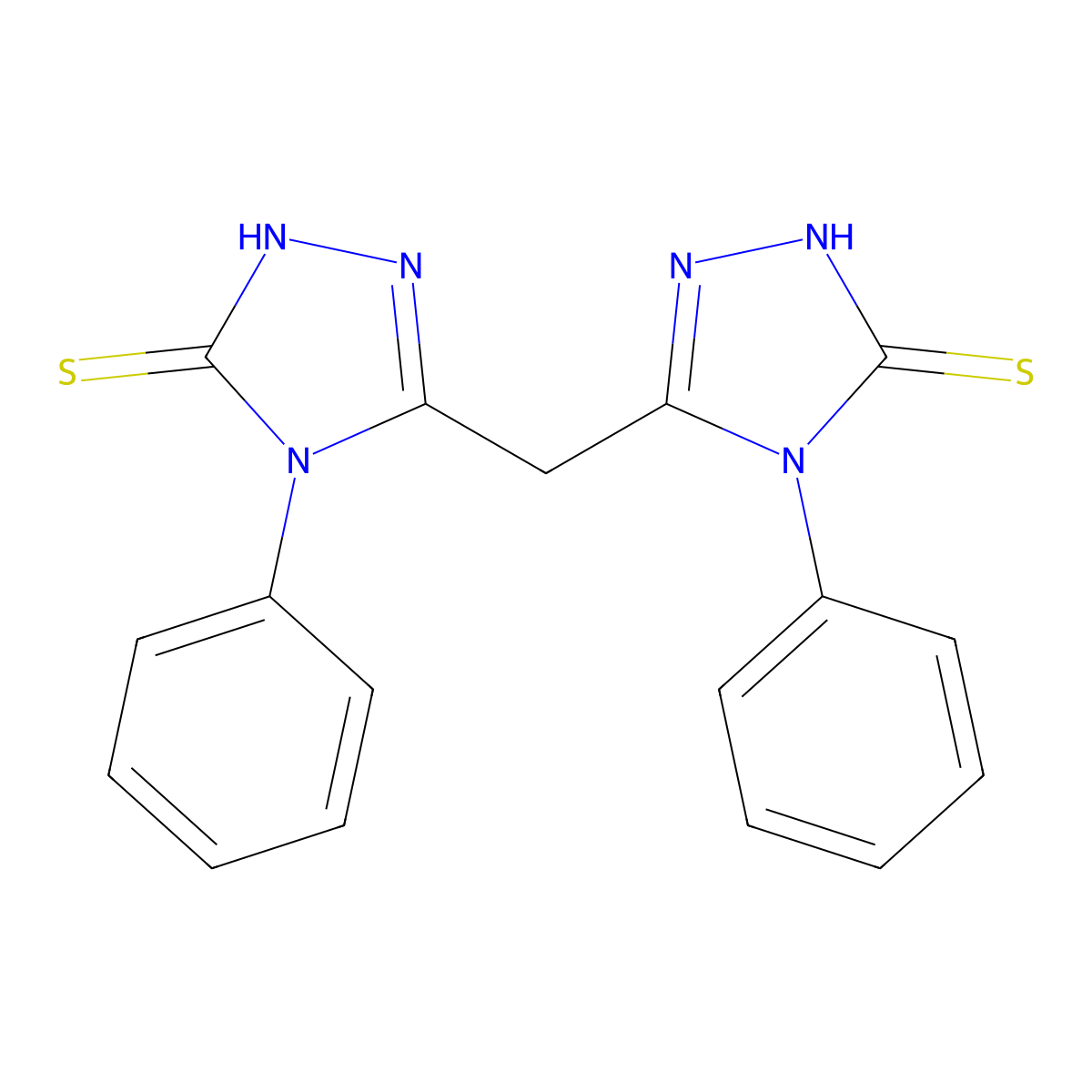 4-phenyl-3-[(4-phenyl-5-sulfanylidene-1H-1,2,4-triazol-3-yl)methyl]-1H-1,2,4-triazole-5-thione molecular structure, CAS 21776-79-4