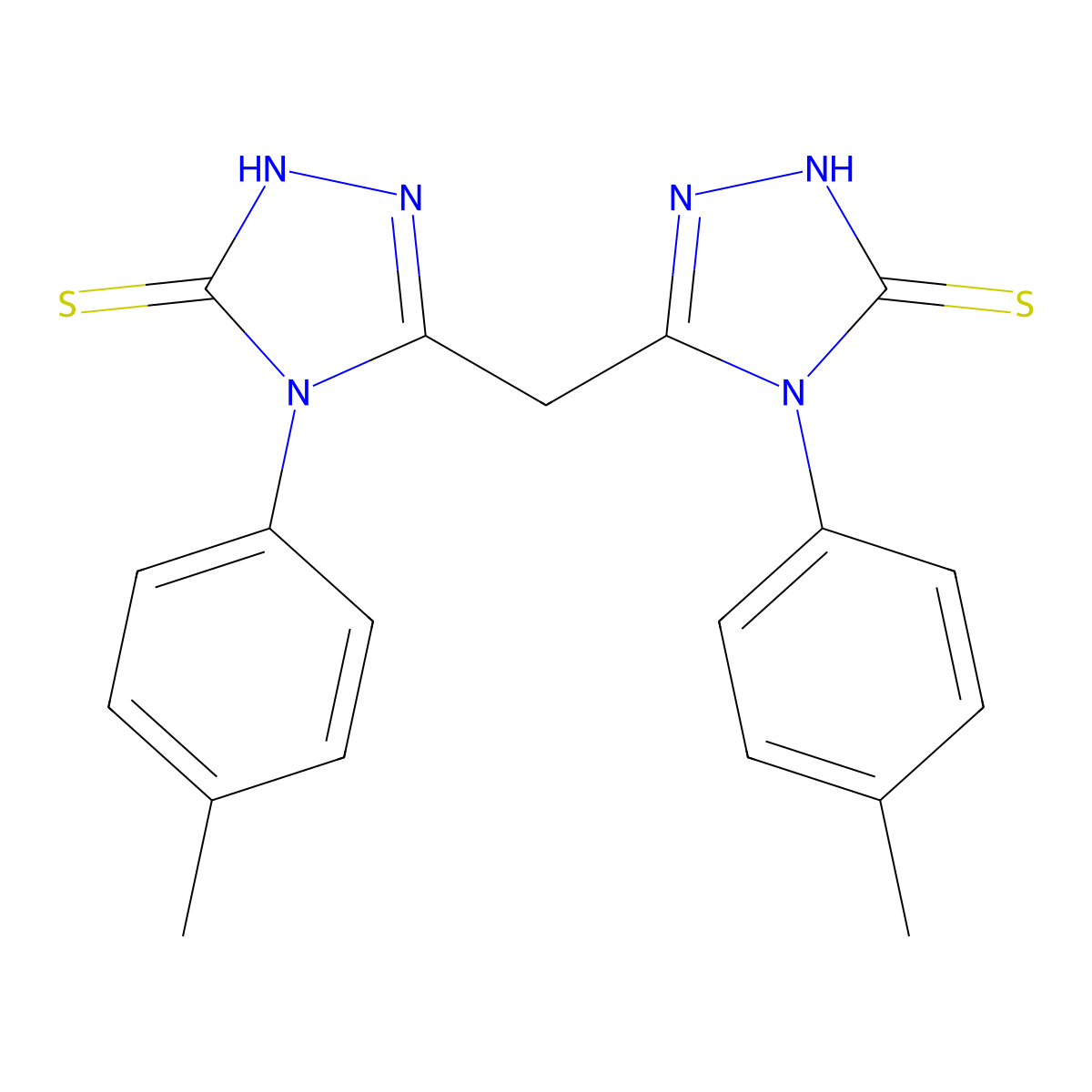 5,5'-Methylenebis[4-(4-methylphenyl)-2,4-dihydro-3H-1,2,4-triazole-3-thione] molecular structure, CAS 21776-80-7