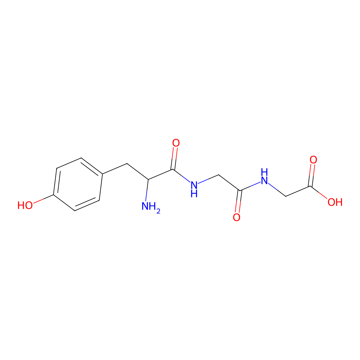 Tyrosyl-glycyl-glycine molecular structure, CAS 21778-69-8