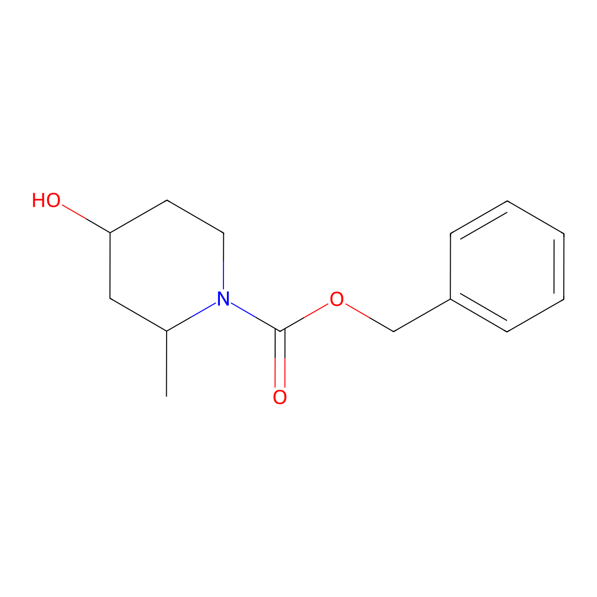 rac-benzyl (2R,4R)-4-hydroxy-2-methylpiperidine-1-carboxylate molecular structure, CAS 217795-86-3