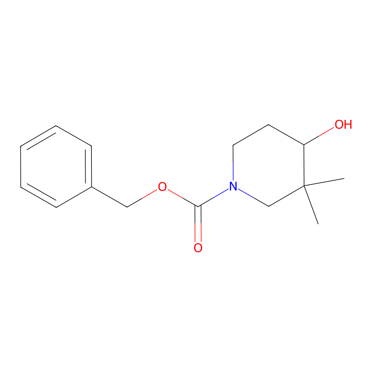 Benzyl 4-hydroxy-3,3-dimethylpiperidine-1-carboxylate molecular structure, CAS 217795-91-0