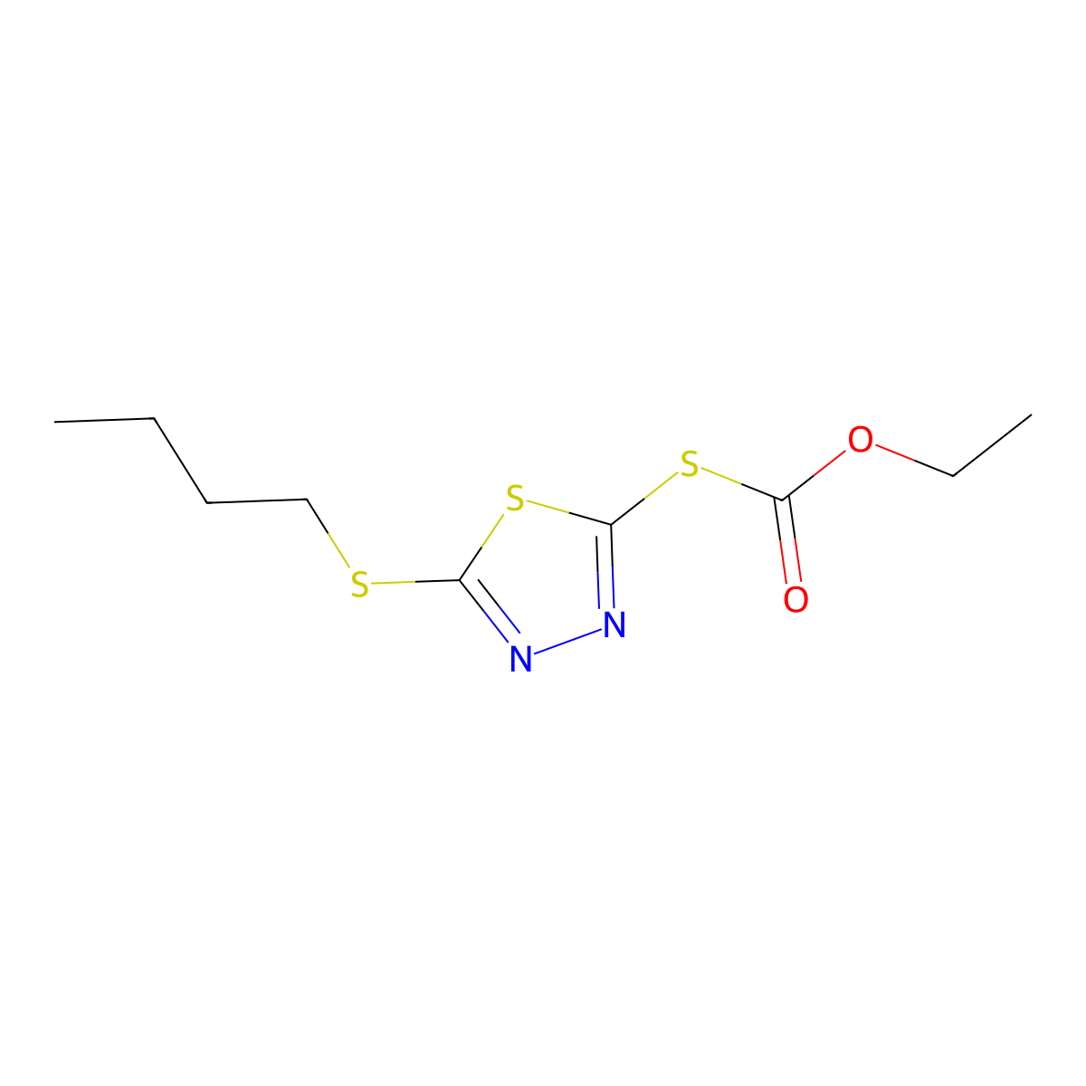 S-(5-(Butylthio)-1,3,4-thiadiazol-2-yl) O-ethyl thiocarbonate molecular structure, CAS 2178-97-4